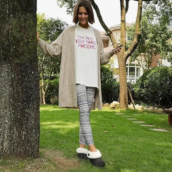 NWT Wishcotton Women's Wool Memory Foam Winter Slippers Indoor Outdoor Size 8 - Picture 2 of 8